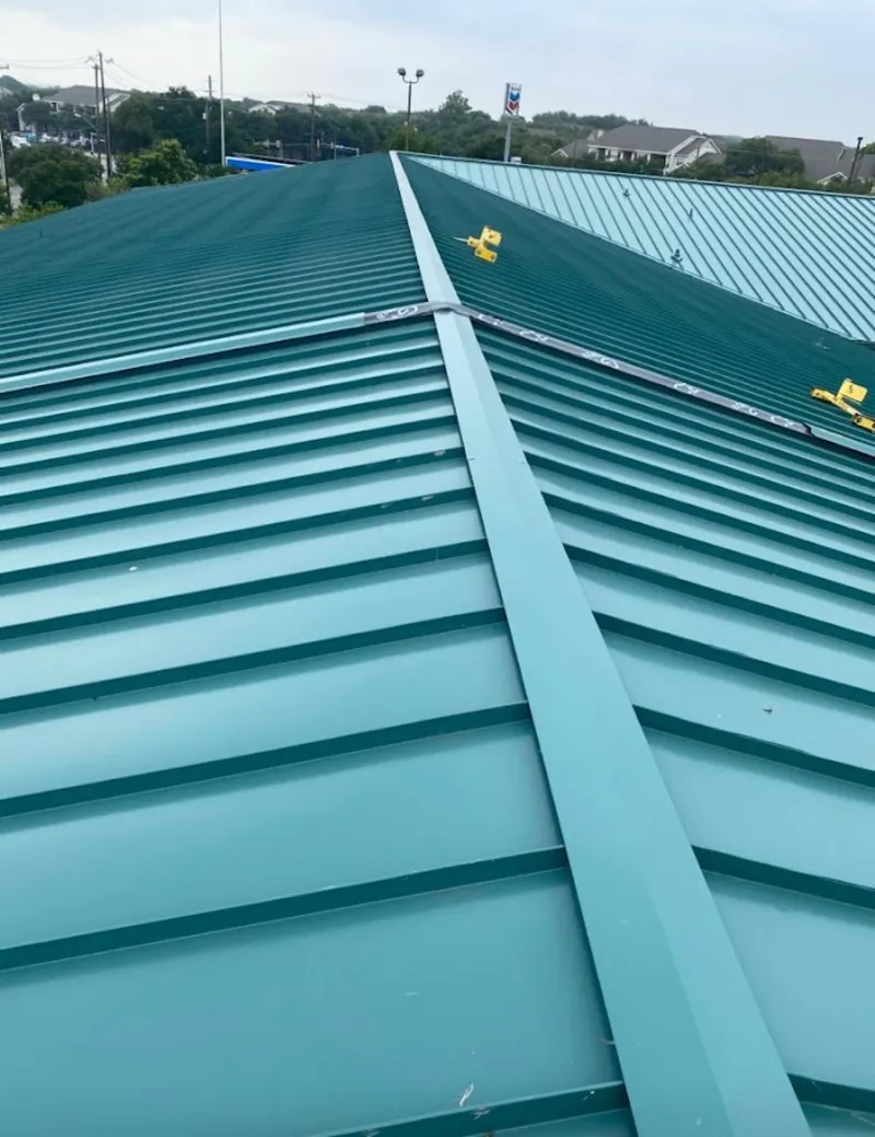 Green commercial metal roof ridge and valley for Metal Roof Repair in Miami Lakes